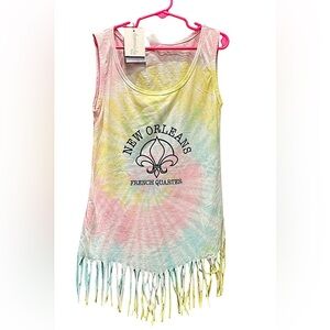Tie-Dye Fringe Kids Tank Top XL NWT